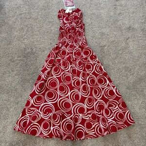 NWT Kara Chic By NF Red 100% Cotton Smocked Waist Back Long Maxi Skirt One Size